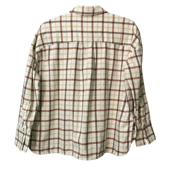 NWT Everlane flannel plaid button front boxy top - Picture 4 of 10